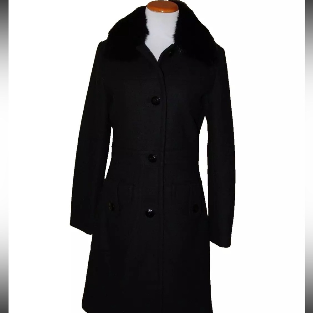 NWOT 1 Madison Luxe Wool Blend Coat with real fox collar, size 2